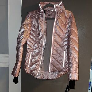 Blanc Noir Shimmering Rose Puffer Jacket#1